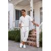imageCOOFANDY Mens 2 Pieces Linen Set Henley Shirt Short Sleeve and Harem Capri Pants Wide Leg Baggy Beach Yoga Trousers Outfits01white