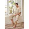 imageCOOFANDY Mens 2 Pieces Linen Set Henley Shirt Short Sleeve and Harem Capri Pants Wide Leg Baggy Beach Yoga Trousers Outfits02light Khaki
