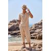 imageCOOFANDY Mens 2 Pieces Linen Set Henley Shirt Short Sleeve and Harem Capri Pants Wide Leg Baggy Beach Yoga Trousers Outfits02light Khaki