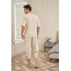 imageCOOFANDY Mens 2 Pieces Linen Set Henley Shirt Short Sleeve and Harem Capri Pants Wide Leg Baggy Beach Yoga Trousers Outfits02light Khaki
