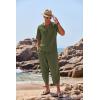 imageCOOFANDY Mens 2 Pieces Linen Set Henley Shirt Short Sleeve and Harem Capri Pants Wide Leg Baggy Beach Yoga Trousers OutfitsArmy Green