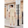 imageCOOFANDY Mens 2 Pieces Linen Set Henley Shirt Short Sleeve and Harem Capri Pants Wide Leg Baggy Beach Yoga Trousers OutfitsBeige