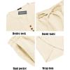 imageCOOFANDY Mens 2 Pieces Linen Set Henley Shirt Short Sleeve and Harem Capri Pants Wide Leg Baggy Beach Yoga Trousers OutfitsBeige