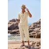 imageCOOFANDY Mens 2 Pieces Linen Set Henley Shirt Short Sleeve and Harem Capri Pants Wide Leg Baggy Beach Yoga Trousers OutfitsBeige