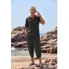 imageCOOFANDY Mens 2 Pieces Linen Set Henley Shirt Short Sleeve and Harem Capri Pants Wide Leg Baggy Beach Yoga Trousers OutfitsBlack