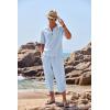 imageCOOFANDY Mens 2 Pieces Linen Set Henley Shirt Short Sleeve and Harem Capri Pants Wide Leg Baggy Beach Yoga Trousers OutfitsBlue