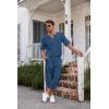 imageCOOFANDY Mens 2 Pieces Linen Set Henley Shirt Short Sleeve and Harem Capri Pants Wide Leg Baggy Beach Yoga Trousers OutfitsDenim Blue