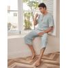 imageCOOFANDY Mens 2 Pieces Linen Set Henley Shirt Short Sleeve and Harem Capri Pants Wide Leg Baggy Beach Yoga Trousers OutfitsGrey