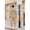 imageCOOFANDY Mens 2 Pieces Linen Set Henley Shirt Short Sleeve and Harem Capri Pants Wide Leg Baggy Beach Yoga Trousers OutfitsKhaki