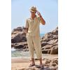 imageCOOFANDY Mens 2 Pieces Linen Set Henley Shirt Short Sleeve and Harem Capri Pants Wide Leg Baggy Beach Yoga Trousers OutfitsKhaki