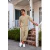 imageCOOFANDY Mens 2 Pieces Linen Set Henley Shirt Short Sleeve and Harem Capri Pants Wide Leg Baggy Beach Yoga Trousers OutfitsKhaki