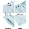 imageCOOFANDY Mens 2 Pieces Linen Set Henley Shirt Short Sleeve and Harem Capri Pants Wide Leg Baggy Beach Yoga Trousers OutfitsLight Blue