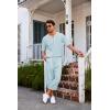 imageCOOFANDY Mens 2 Pieces Linen Set Henley Shirt Short Sleeve and Harem Capri Pants Wide Leg Baggy Beach Yoga Trousers OutfitsLight Blue