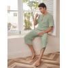 imageCOOFANDY Mens 2 Pieces Linen Set Henley Shirt Short Sleeve and Harem Capri Pants Wide Leg Baggy Beach Yoga Trousers OutfitsLight Green