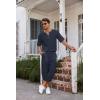 imageCOOFANDY Mens 2 Pieces Linen Set Henley Shirt Short Sleeve and Harem Capri Pants Wide Leg Baggy Beach Yoga Trousers OutfitsNavy Blue