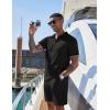 imageCOOFANDY Mens 2 Pieces Outfits Casual Quarter Zip Polo Shirt and Shorts Set Athletic Jogging Summer Tracksuit1black