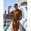 imageCOOFANDY Mens 2 Pieces Outfits Casual Quarter Zip Polo Shirt and Shorts Set Athletic Jogging Summer TracksuitBrown