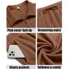imageCOOFANDY Mens 2 Pieces Outfits Casual Quarter Zip Polo Shirt and Shorts Set Athletic Jogging Summer TracksuitBrown
