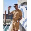 imageCOOFANDY Mens 2 Pieces Outfits Casual Quarter Zip Polo Shirt and Shorts Set Athletic Jogging Summer TracksuitKhaki