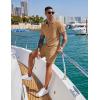 imageCOOFANDY Mens 2 Pieces Outfits Casual Quarter Zip Polo Shirt and Shorts Set Athletic Jogging Summer TracksuitKhaki