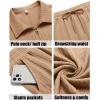 imageCOOFANDY Mens 2 Pieces Outfits Casual Quarter Zip Polo Shirt and Shorts Set Athletic Jogging Summer TracksuitKhaki