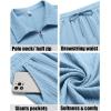 imageCOOFANDY Mens 2 Pieces Outfits Casual Quarter Zip Polo Shirt and Shorts Set Athletic Jogging Summer TracksuitLight Blue
