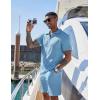 imageCOOFANDY Mens 2 Pieces Outfits Casual Quarter Zip Polo Shirt and Shorts Set Athletic Jogging Summer TracksuitLight Blue