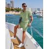 imageCOOFANDY Mens 2 Pieces Outfits Casual Quarter Zip Polo Shirt and Shorts Set Athletic Jogging Summer TracksuitLight Green