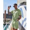 imageCOOFANDY Mens 2 Pieces Outfits Casual Quarter Zip Polo Shirt and Shorts Set Athletic Jogging Summer TracksuitLight Green