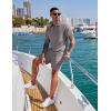 imageCOOFANDY Mens 2 Pieces Outfits Casual Quarter Zip Polo Shirt and Shorts Set Athletic Jogging Summer TracksuitLight Grey