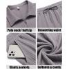 imageCOOFANDY Mens 2 Pieces Outfits Casual Quarter Zip Polo Shirt and Shorts Set Athletic Jogging Summer TracksuitLight Grey