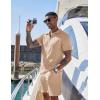 imageCOOFANDY Mens 2 Pieces Outfits Casual Quarter Zip Polo Shirt and Shorts Set Athletic Jogging Summer TracksuitLight Khaki