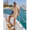 imageCOOFANDY Mens 2 Pieces Outfits Casual Quarter Zip Polo Shirt and Shorts Set Athletic Jogging Summer TracksuitLight Khaki
