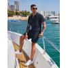 imageCOOFANDY Mens 2 Pieces Outfits Casual Quarter Zip Polo Shirt and Shorts Set Athletic Jogging Summer TracksuitNavy Blue