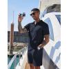 imageCOOFANDY Mens 2 Pieces Outfits Casual Quarter Zip Polo Shirt and Shorts Set Athletic Jogging Summer TracksuitNavy Blue