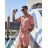 imageCOOFANDY Mens 2 Pieces Outfits Casual Quarter Zip Polo Shirt and Shorts Set Athletic Jogging Summer TracksuitPink