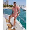 imageCOOFANDY Mens 2 Pieces Outfits Casual Quarter Zip Polo Shirt and Shorts Set Athletic Jogging Summer TracksuitPink