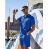 imageCOOFANDY Mens 2 Pieces Outfits Casual Quarter Zip Polo Shirt and Shorts Set Athletic Jogging Summer TracksuitRoyal Blue
