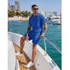 imageCOOFANDY Mens 2 Pieces Outfits Casual Quarter Zip Polo Shirt and Shorts Set Athletic Jogging Summer TracksuitRoyal Blue