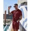 imageCOOFANDY Mens 2 Pieces Outfits Casual Quarter Zip Polo Shirt and Shorts Set Athletic Jogging Summer TracksuitWine Red