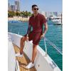 imageCOOFANDY Mens 2 Pieces Outfits Casual Quarter Zip Polo Shirt and Shorts Set Athletic Jogging Summer TracksuitWine Red