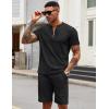 imageCOOFANDY Mens 2 Pieces Outfits Casual Quarter Zip Polo T Shirt and Shorts Set Athletic Jogging Summer Tracksuit01black