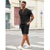 imageCOOFANDY Mens 2 Pieces Outfits Casual Quarter Zip Polo T Shirt and Shorts Set Athletic Jogging Summer Tracksuit01black