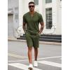 imageCOOFANDY Mens 2 Pieces Outfits Casual Quarter Zip Polo T Shirt and Shorts Set Athletic Jogging Summer TracksuitArmy Green