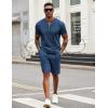 imageCOOFANDY Mens 2 Pieces Outfits Casual Quarter Zip Polo T Shirt and Shorts Set Athletic Jogging Summer TracksuitBlue