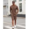imageCOOFANDY Mens 2 Pieces Outfits Casual Quarter Zip Polo T Shirt and Shorts Set Athletic Jogging Summer TracksuitBrown