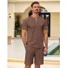 imageCOOFANDY Mens 2 Pieces Outfits Casual Quarter Zip Polo T Shirt and Shorts Set Athletic Jogging Summer TracksuitBrown