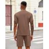 imageCOOFANDY Mens 2 Pieces Outfits Casual Quarter Zip Polo T Shirt and Shorts Set Athletic Jogging Summer TracksuitBrown