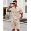 imageCOOFANDY Mens 2 Pieces Outfits Casual Quarter Zip Polo T Shirt and Shorts Set Athletic Jogging Summer TracksuitChampagne