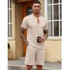 imageCOOFANDY Mens 2 Pieces Outfits Casual Quarter Zip Polo T Shirt and Shorts Set Athletic Jogging Summer TracksuitChampagne